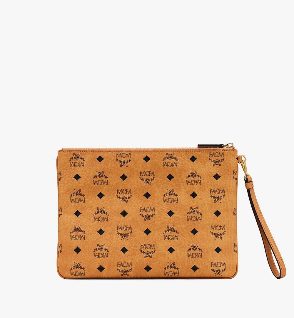 MXZAAVI03CO001-Wristlet Zip Pouch in Visetos Original|COGNAC