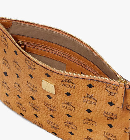 MXZAAVI03CO001-Wristlet Zip Pouch in Visetos Original|COGNAC