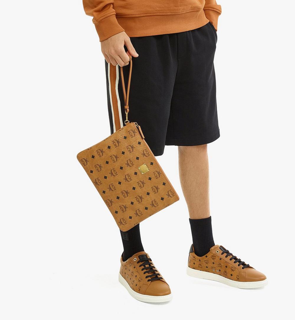 MXZAAVI03CO001-Wristlet Zip Pouch in Visetos Original|COGNAC