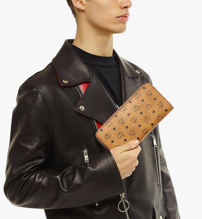 MXLAAVI01CO001-Zip Around Wallet in Visetos Original|COGNAC