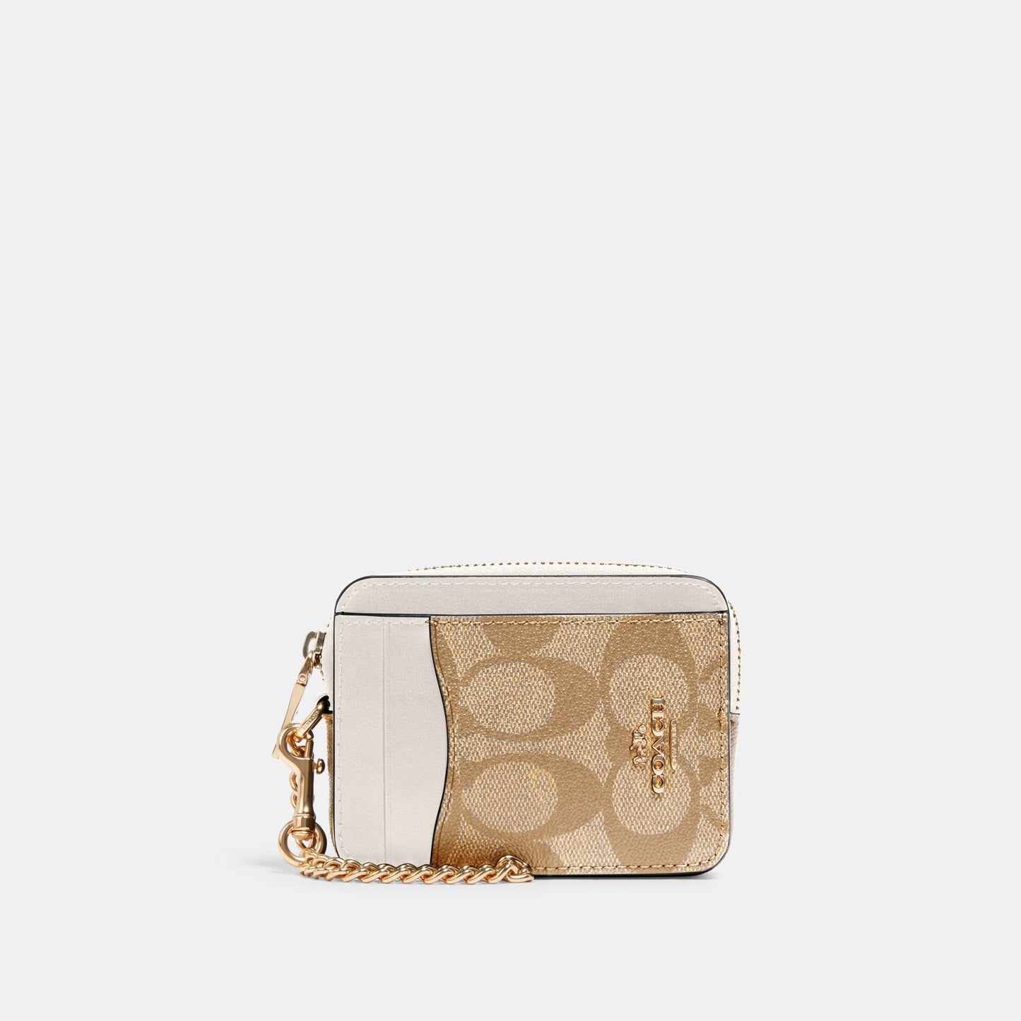 C0058-Signature Zip Card Case-Im/Light Khaki Chalk