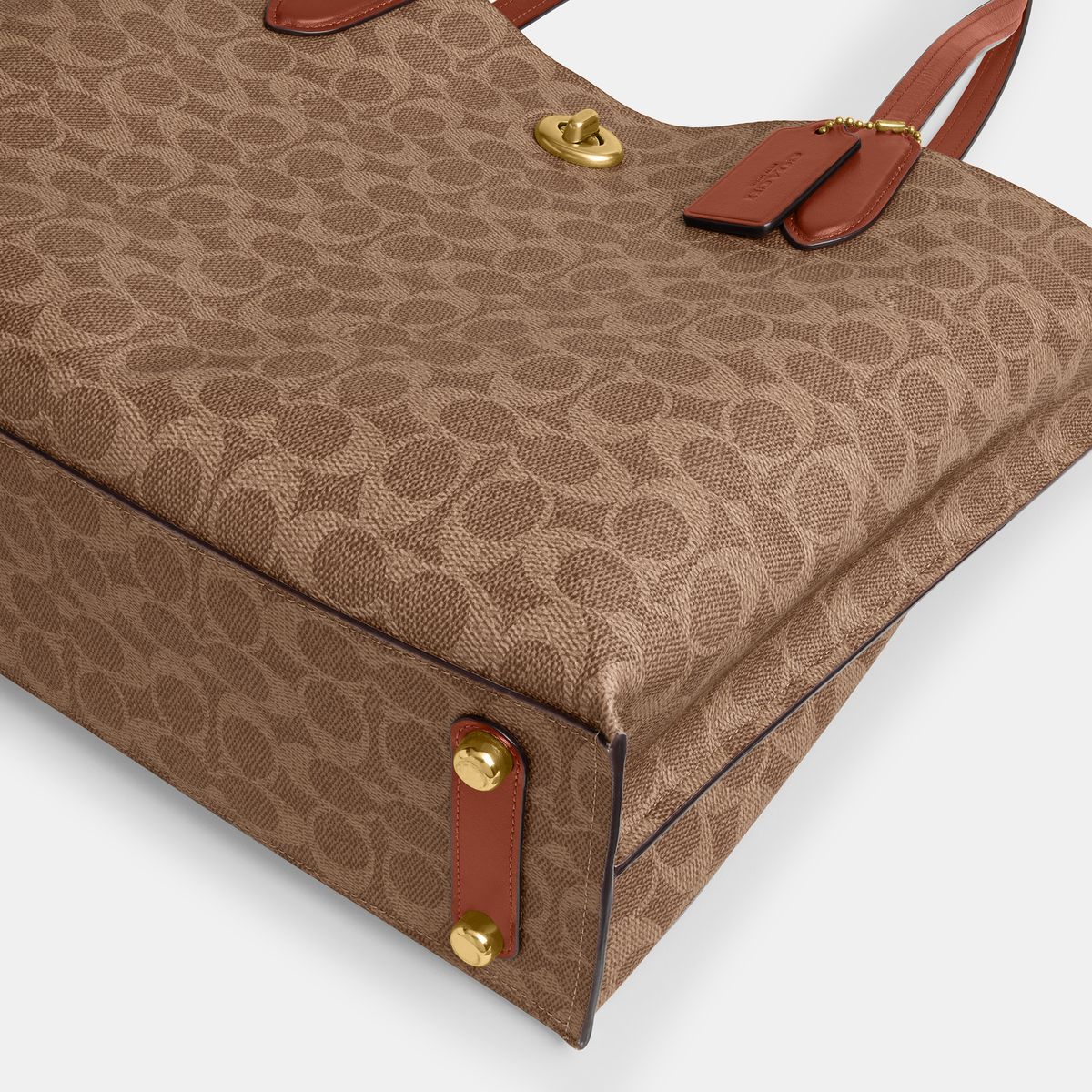 C0693-WILLOW TOTE BAG IN SIGNATURE CANVAS-B4/Tan Caramel