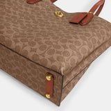 C0693-WILLOW TOTE BAG IN SIGNATURE CANVAS-B4/Tan Caramel