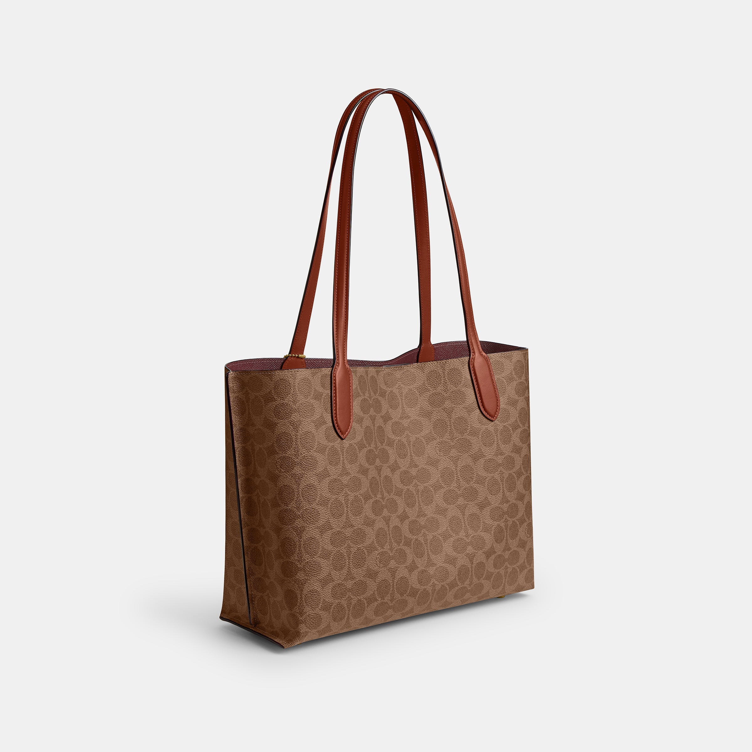 C0693-WILLOW TOTE BAG IN SIGNATURE CANVAS-B4/Tan Caramel