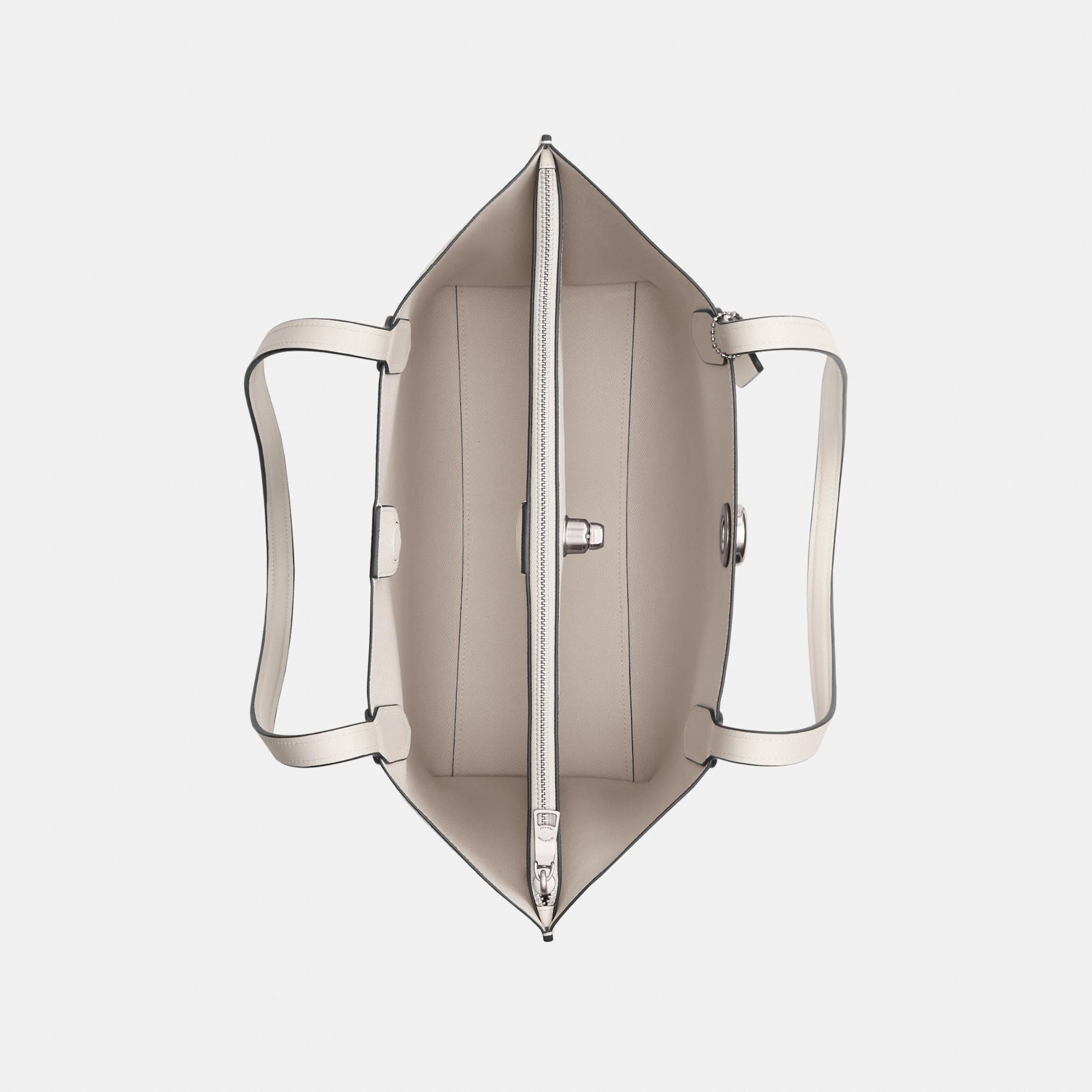 C0693-WILLOW TOTE BAG IN SIGNATURE CANVAS-LH/White Chalk