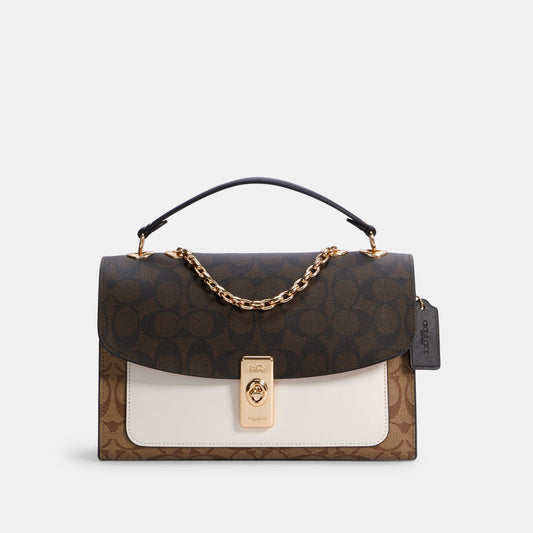 COACH-Lane Shoulder Bag In Blocked Signature Canvas-C1539-IMNOX