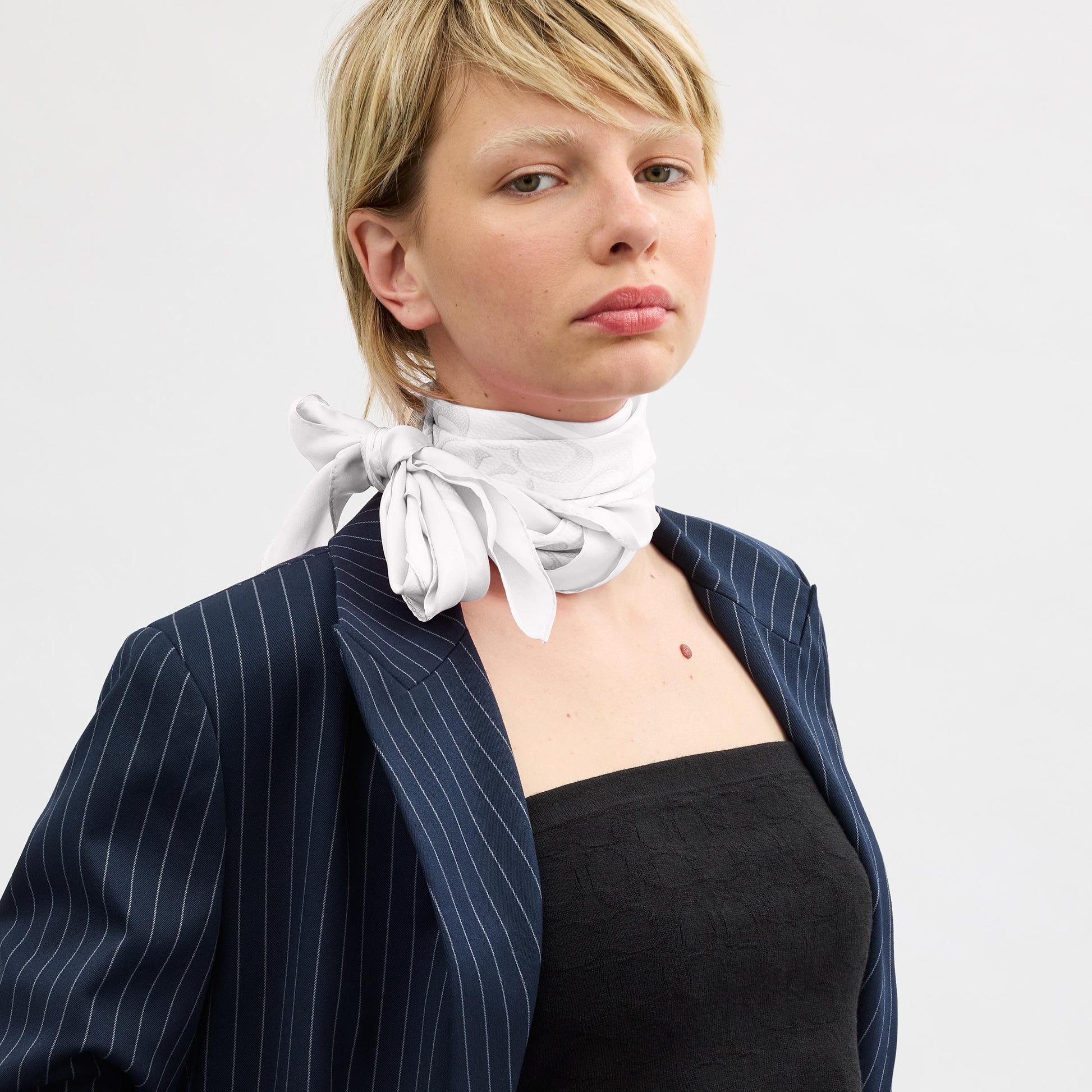 29C2755-Textured Signature C Printed Silk Square-Off White