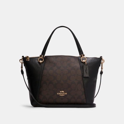 Kacey Satchel In Signature Canvas-SIG KCY SATC-IM/Brown Black