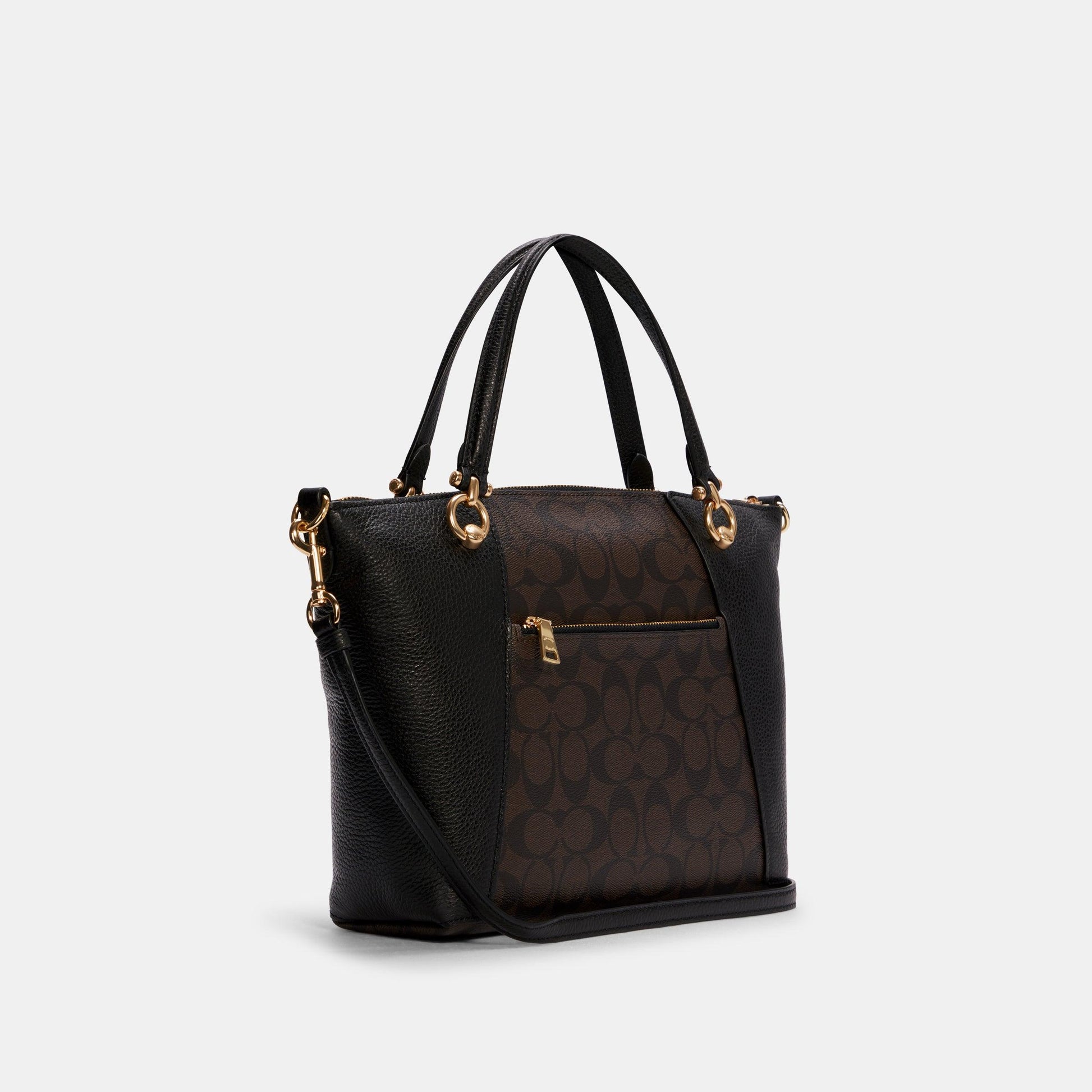 Kacey Satchel In Signature Canvas-SIG KCY SATC-IM/Brown Black