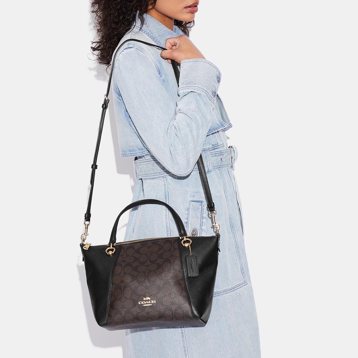 Kacey Satchel In Signature Canvas-SIG KCY SATC-IM/Brown Black