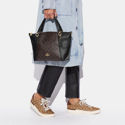Kacey Satchel In Signature Canvas-SIG KCY SATC-IM/Brown Black