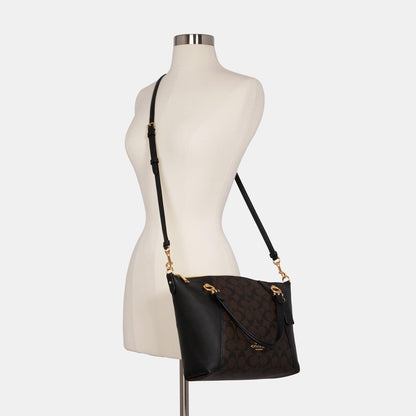 Kacey Satchel In Signature Canvas-SIG KCY SATC-IM/Brown Black