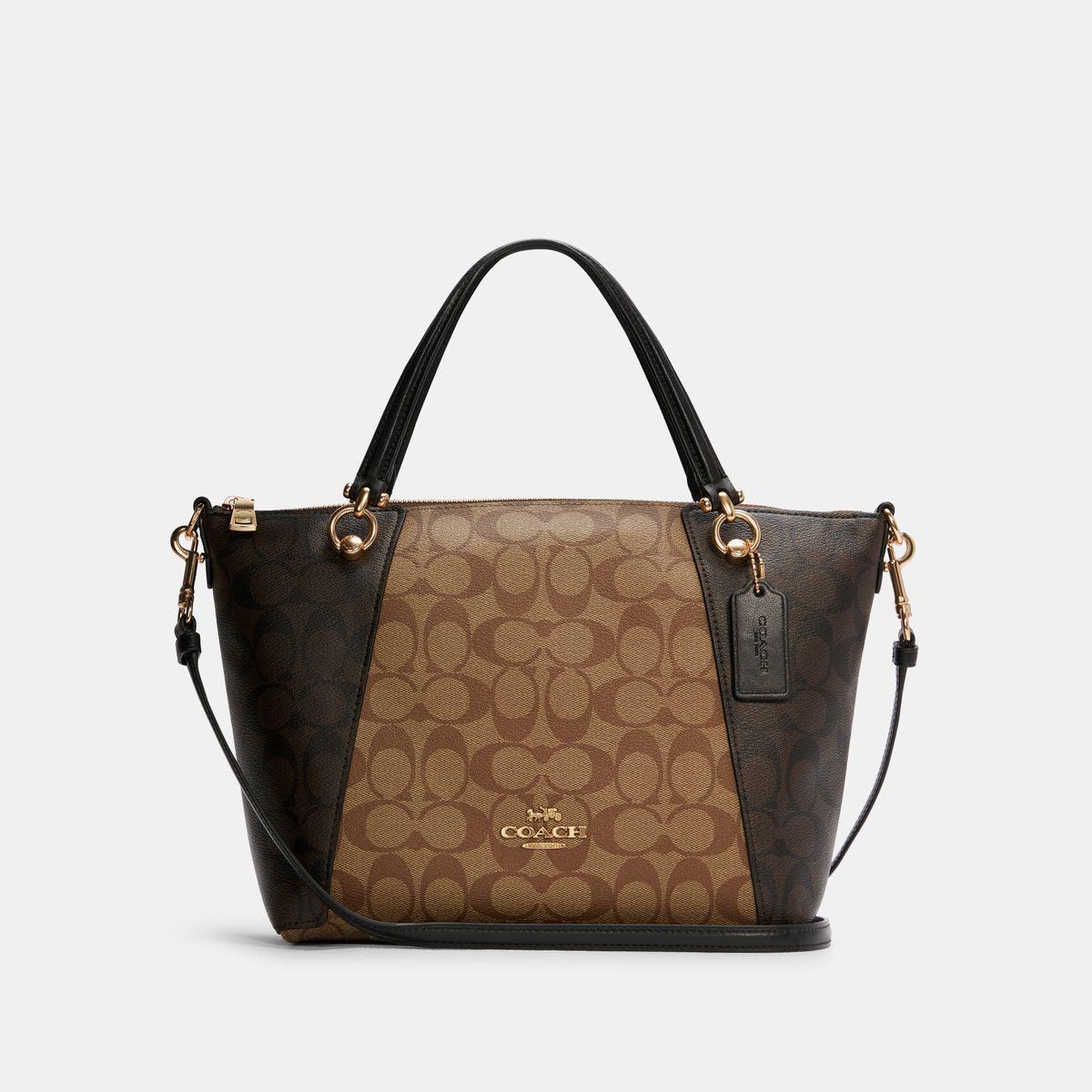 C6838-Signature Blocking Kacey Satchel-IM/Khaki Brown Multi
