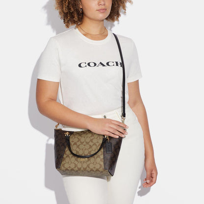 C6838-Signature Blocking Kacey Satchel-IM/Khaki Brown Multi