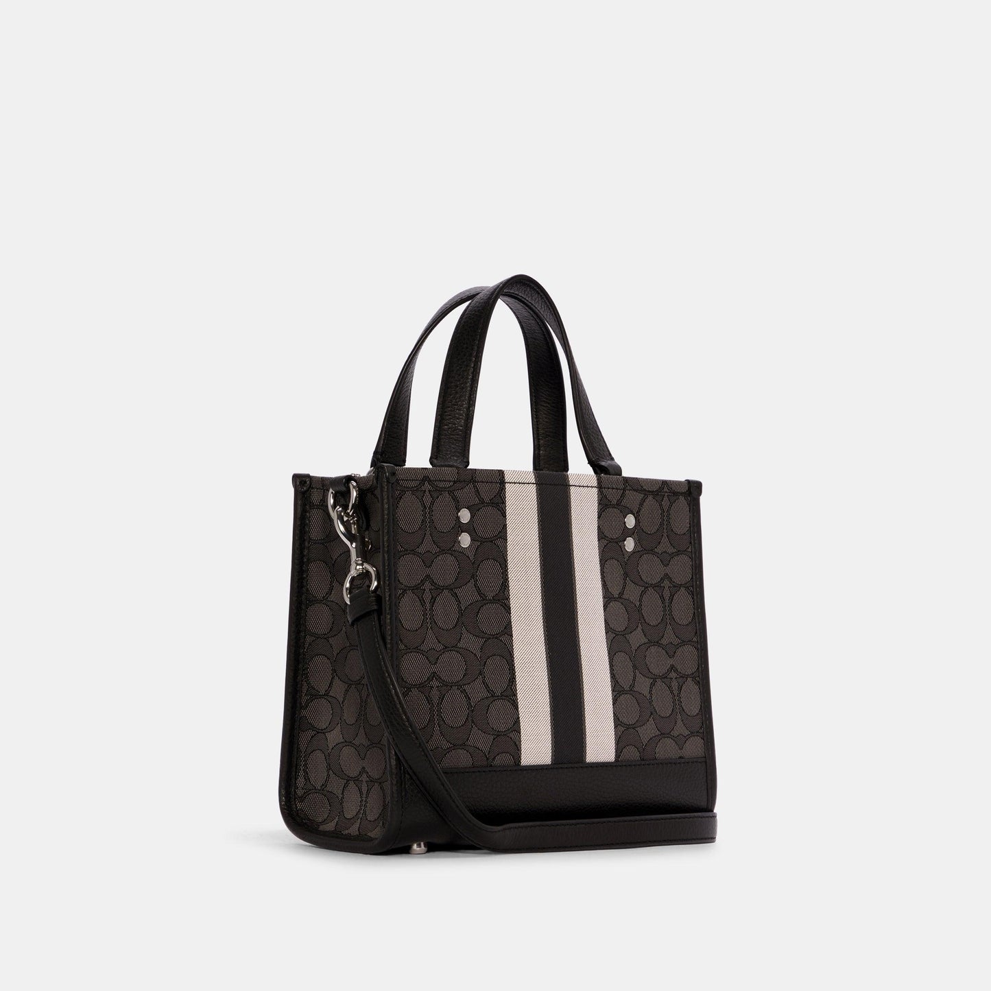 Dempsey Tote 22 In Signature Jacquard With Stripe And Coach Patch-C7083-Sv/Black Smoke Black Multi