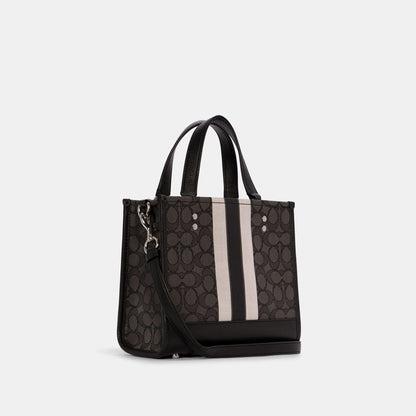 Dempsey Tote 22 In Signature Jacquard With Stripe And Coach Patch-C7083-Sv/Black Smoke Black Multi