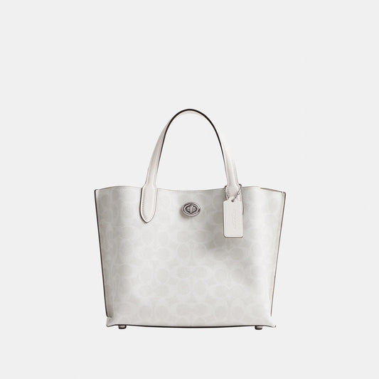 C8562-WILLOW TOTE BAG 24 IN SIGNATURE CANVAS-LH/White Chalk