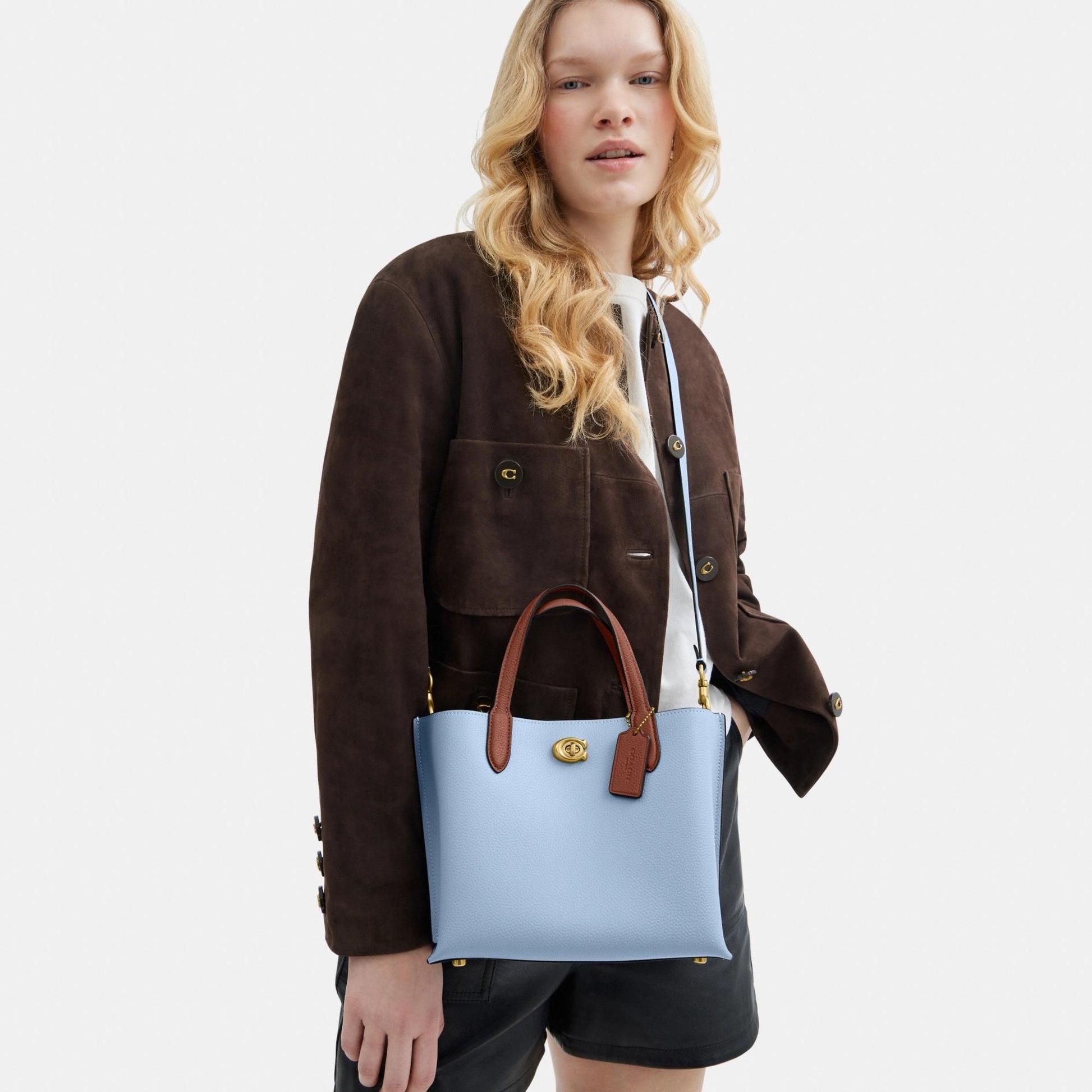 C9092-WILLOW TOTE BAG 24 IN COLORBLOCK WITH SIGNATURE CANVAS INTERIOR-B4/Bluebell Multi