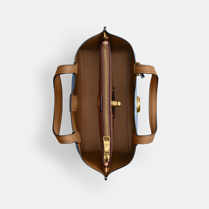 C9092-WILLOW TOTE BAG 24 IN COLORBLOCK WITH SIGNATURE CANVAS INTERIOR-B4/Bluebell Multi