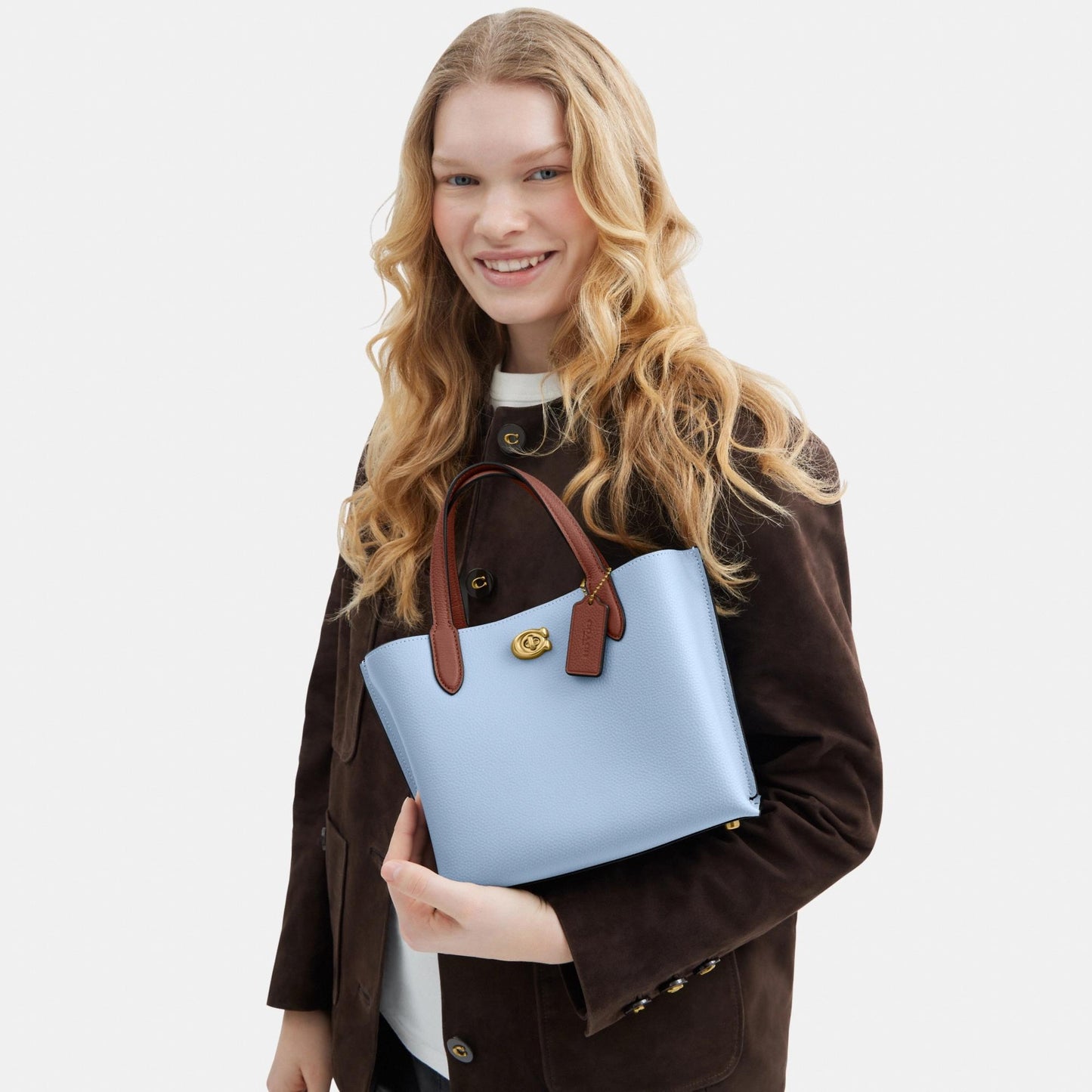 C9092-WILLOW TOTE BAG 24 IN COLORBLOCK WITH SIGNATURE CANVAS INTERIOR-B4/Bluebell Multi