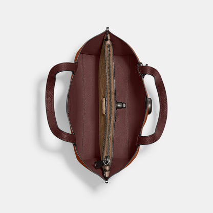 C9092-WILLOW TOTE BAG 24 IN COLORBLOCK WITH SIGNATURE CANVAS INTERIOR-V5/1941 Saddle Multi