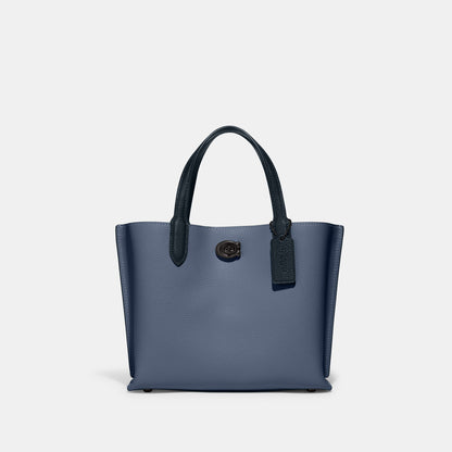 C9092-WILLOW TOTE BAG 24 IN COLORBLOCK WITH SIGNATURE CANVAS INTERIOR-V5/Washed Chambray Multi