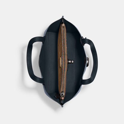 C9092-WILLOW TOTE BAG 24 IN COLORBLOCK WITH SIGNATURE CANVAS INTERIOR-V5/Washed Chambray Multi