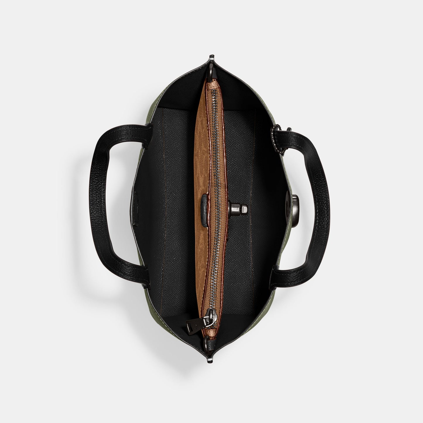 C9092-WILLOW TOTE BAG 24 IN COLORBLOCK WITH SIGNATURE CANVAS INTERIOR-V5/Army Green Multi