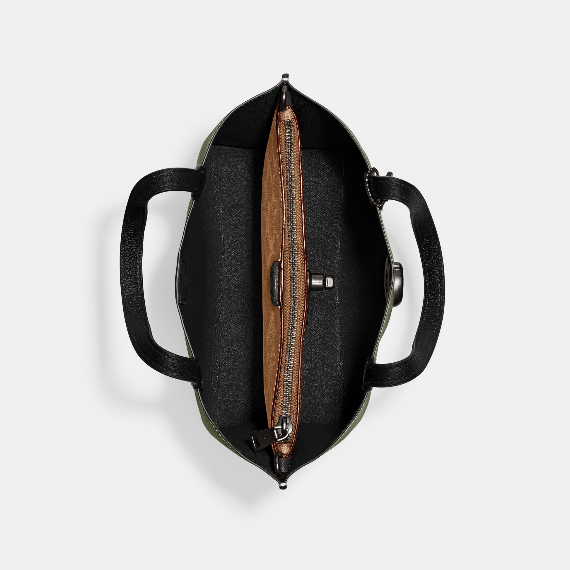 C9092-WILLOW TOTE BAG 24 IN COLORBLOCK WITH SIGNATURE CANVAS INTERIOR-V5/Army Green Multi