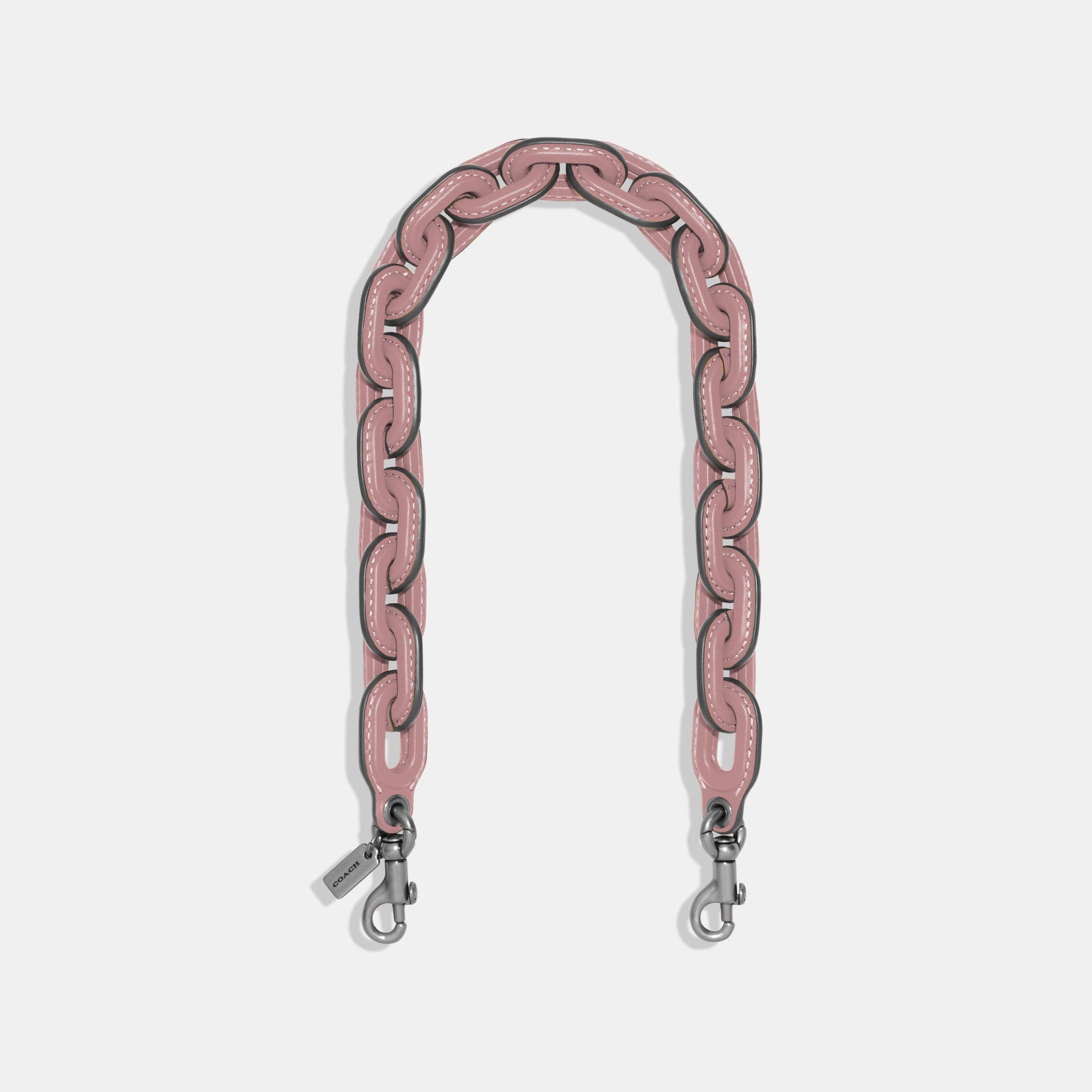 Leather Covered Short Chain Strap-CA088-Lh/Faded Purple