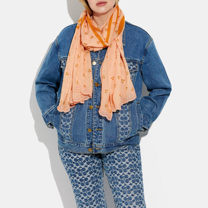 CA435-Floral Trio Print Oblong Scarf-Faded Pink