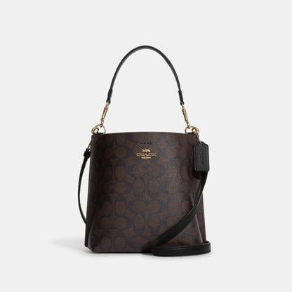 CA582-Mollie Bucket Bag 22 In Signature Canvas-IM/Brown Black