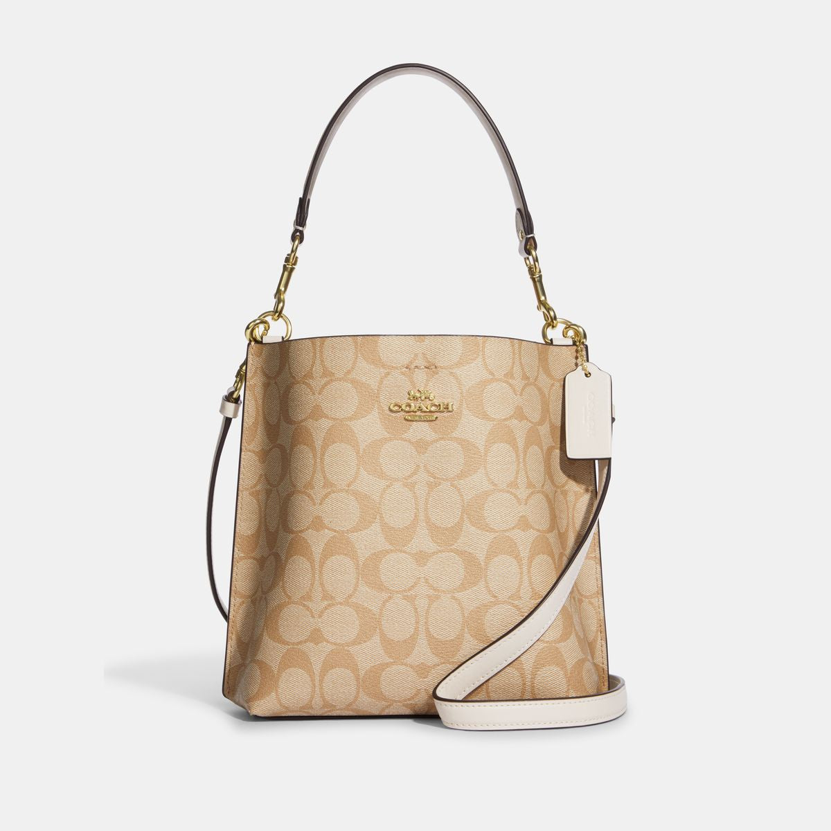 CA582-Mollie Bucket Bag 22 In Signature Canvas-IM/Light Khaki Chalk