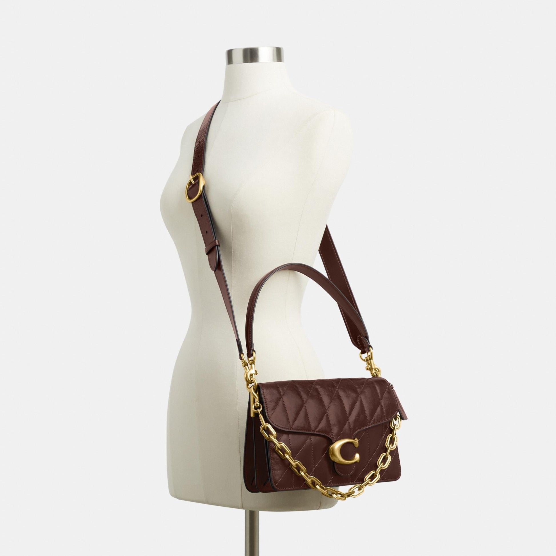 CAF55-Chain Tabby Shoulder Bag with Quilting-B4/Maple