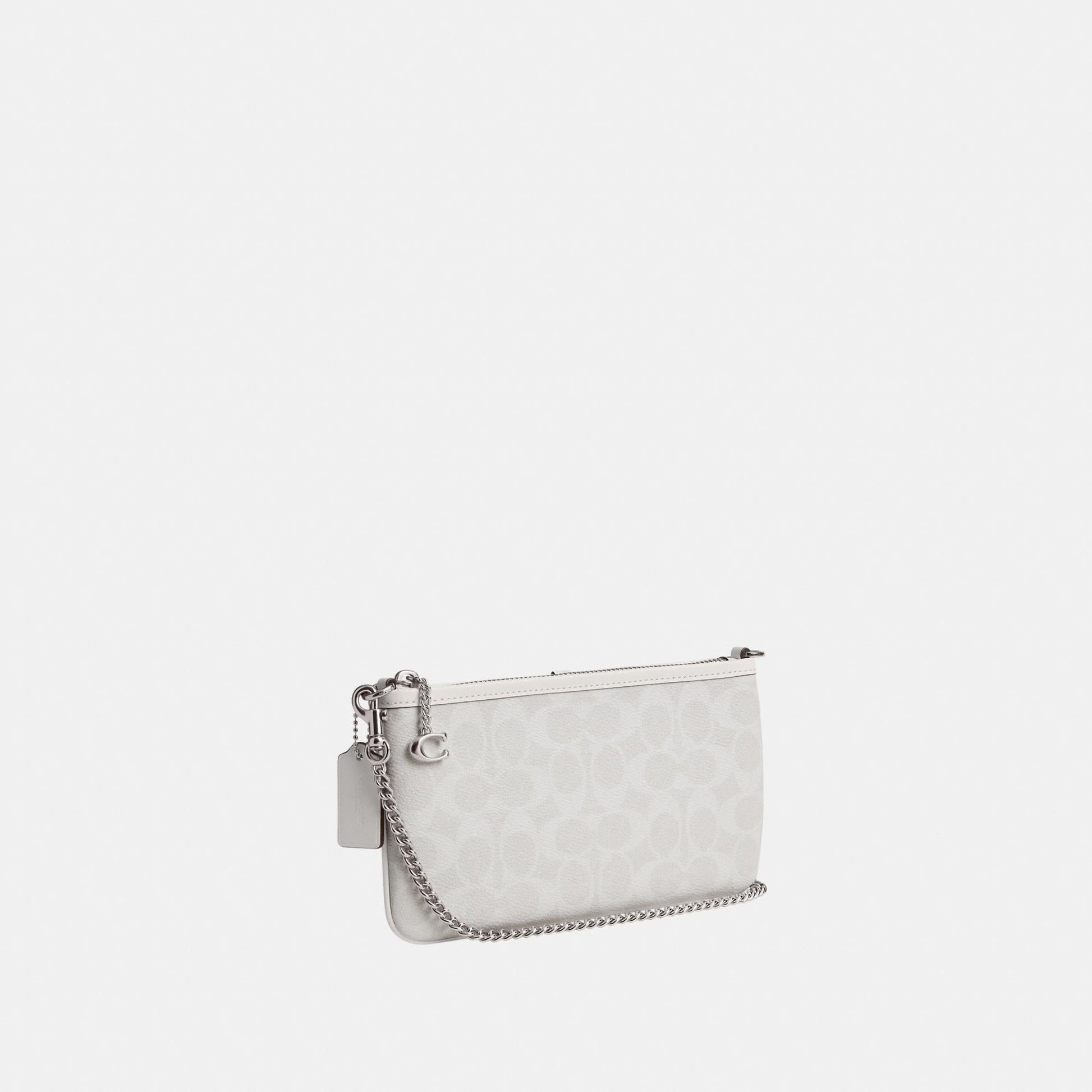 CAF88-POUCH BAG IN SIGNATURE CANVAS-LH/White Chalk