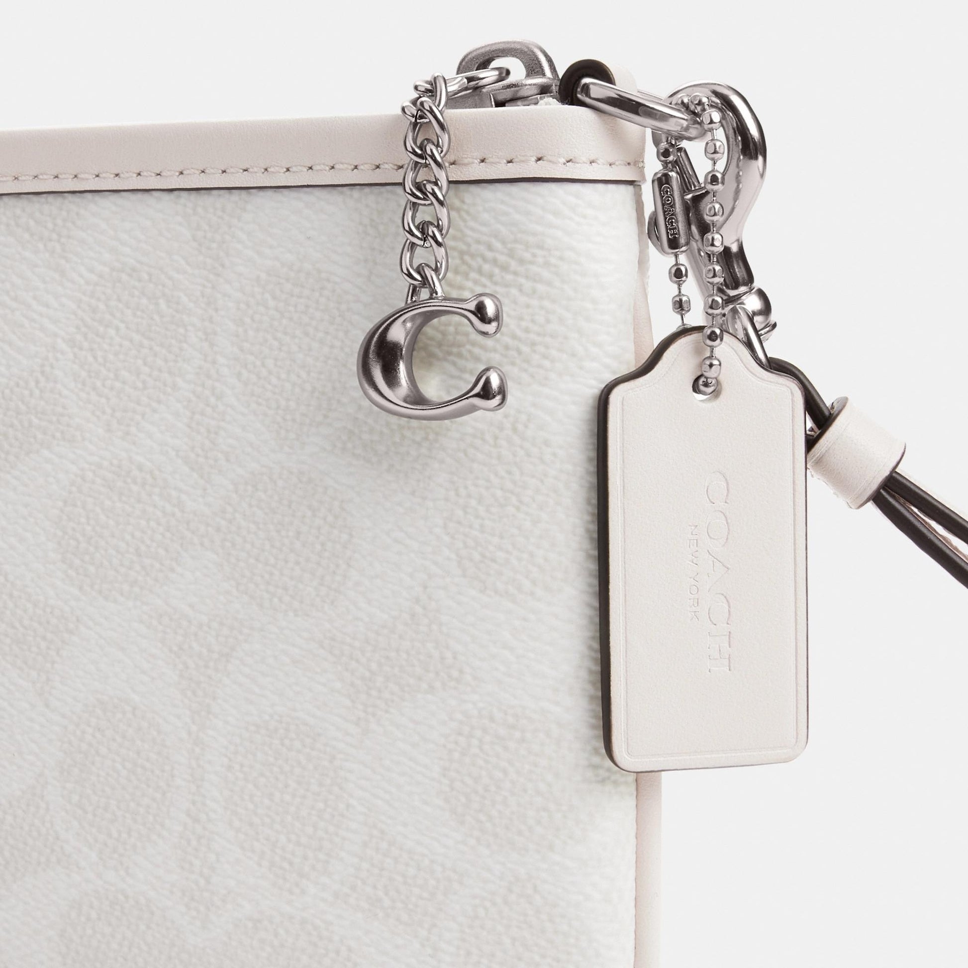 CAF88-POUCH BAG IN SIGNATURE CANVAS-LH/White Chalk