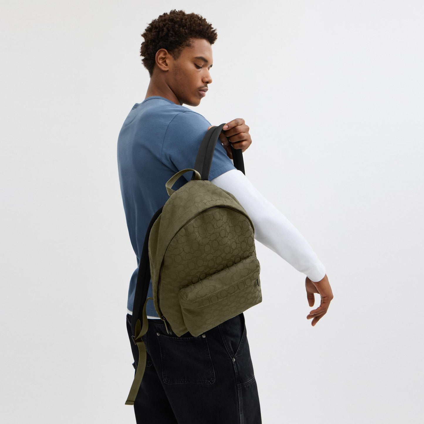 CAH18-HALL BACKPACK IN SIGNATURE JACQUARD-Olive Drab