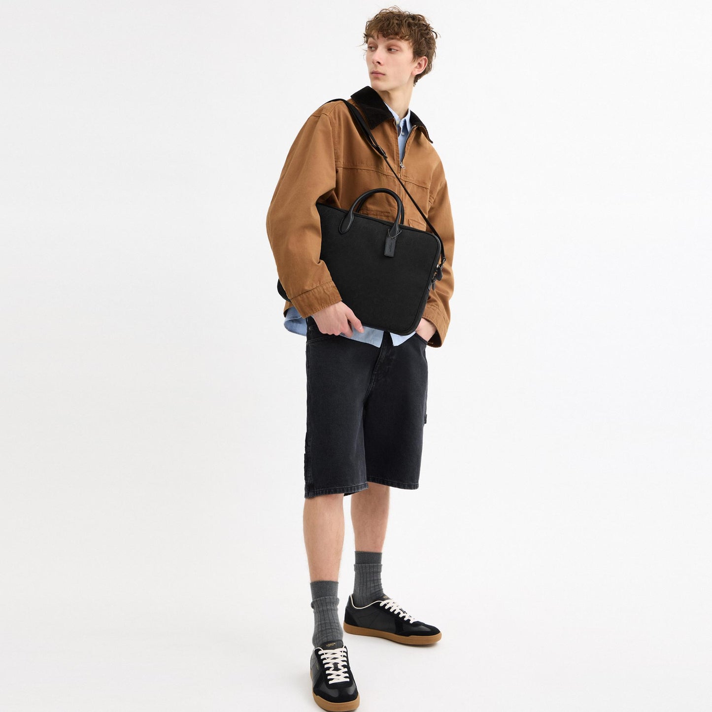 CAK97-THEO WORK BAG IN SIGNATURE JACQUARD-BLACK