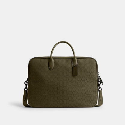 CAK97-THEO WORK BAG IN SIGNATURE JACQUARD-Olive Drab