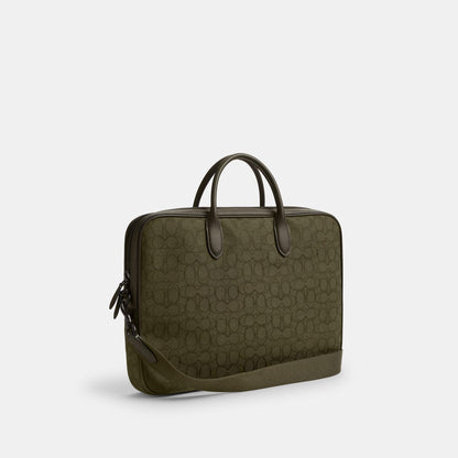 CAK97-THEO WORK BAG IN SIGNATURE JACQUARD-Olive Drab