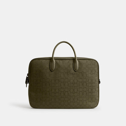 CAK97-THEO WORK BAG IN SIGNATURE JACQUARD-Olive Drab
