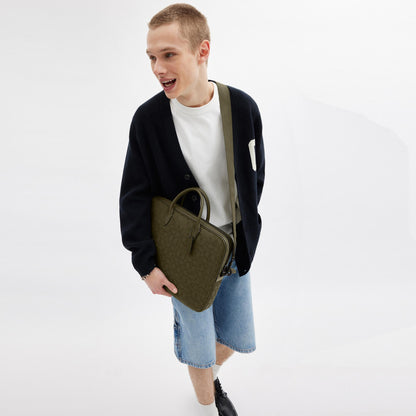 CAK97-THEO WORK BAG IN SIGNATURE JACQUARD-Olive Drab