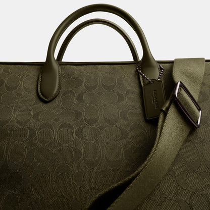 CAK97-THEO WORK BAG IN SIGNATURE JACQUARD-Olive Drab