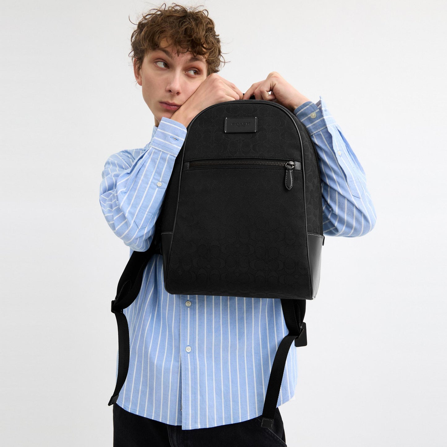 CAK98-THEO BACKPACK IN SIGNATURE JACQUARD-BLACK