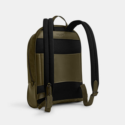 CAK98-THEO BACKPACK IN SIGNATURE JACQUARD-Olive Drab