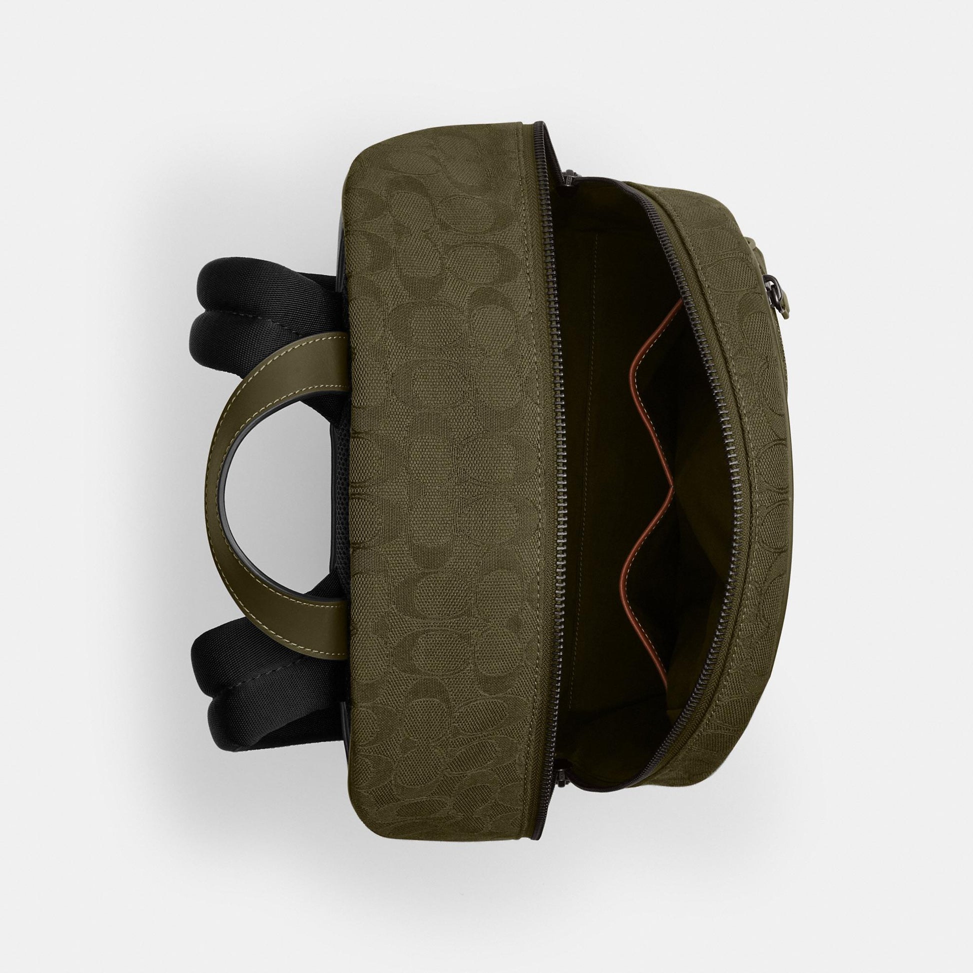 CAK98-THEO BACKPACK IN SIGNATURE JACQUARD-Olive Drab