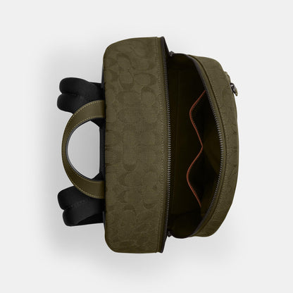 CAK98-THEO BACKPACK IN SIGNATURE JACQUARD-Olive Drab