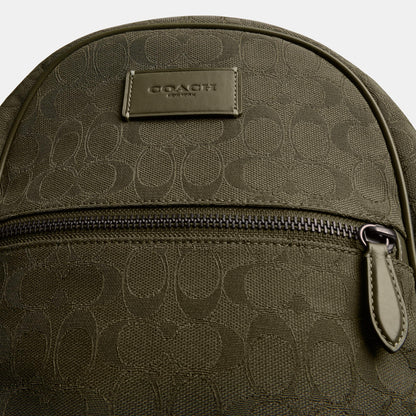 CAK98-THEO BACKPACK IN SIGNATURE JACQUARD-Olive Drab