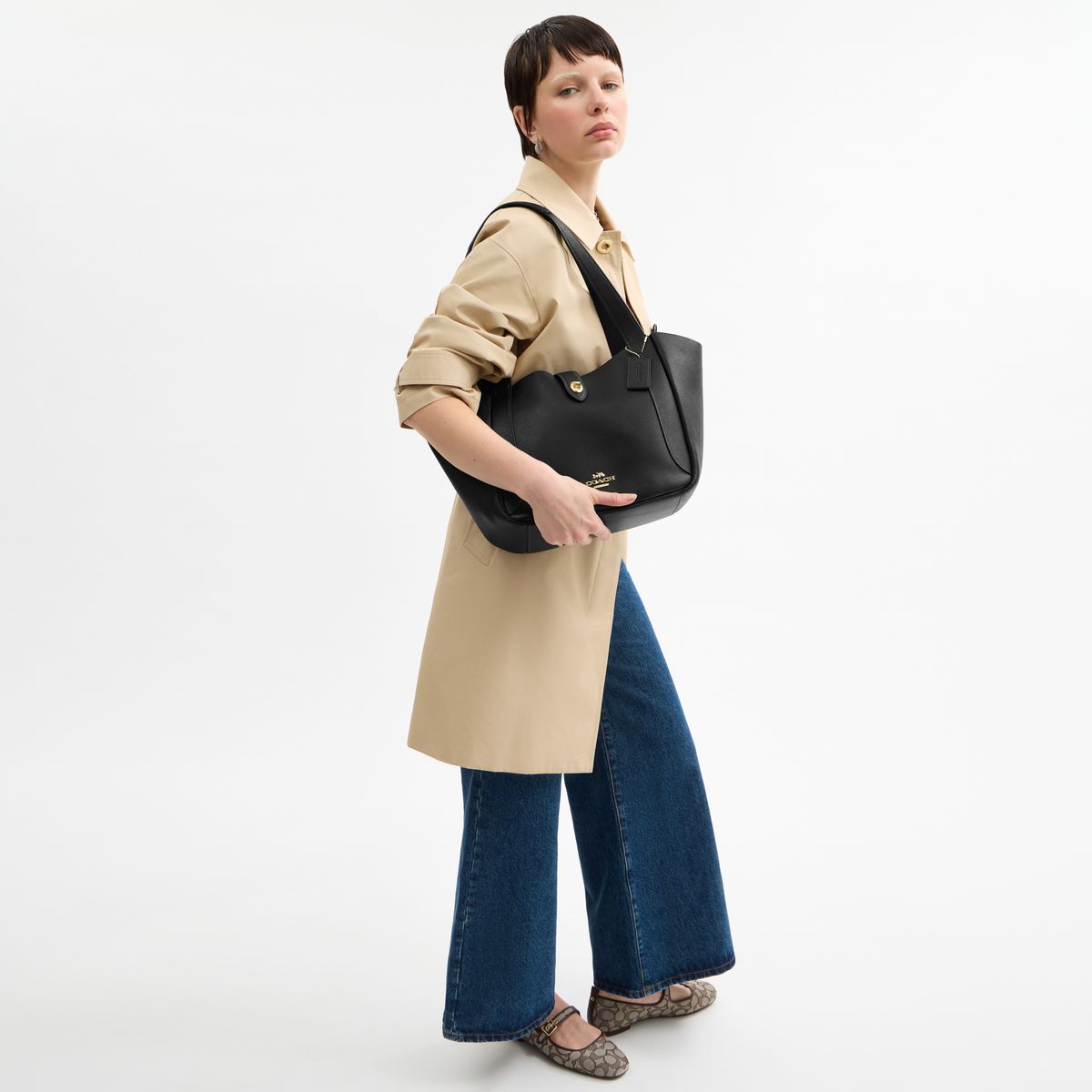 CAL17-Hadley Turnlock Tote Bag-Im/Black