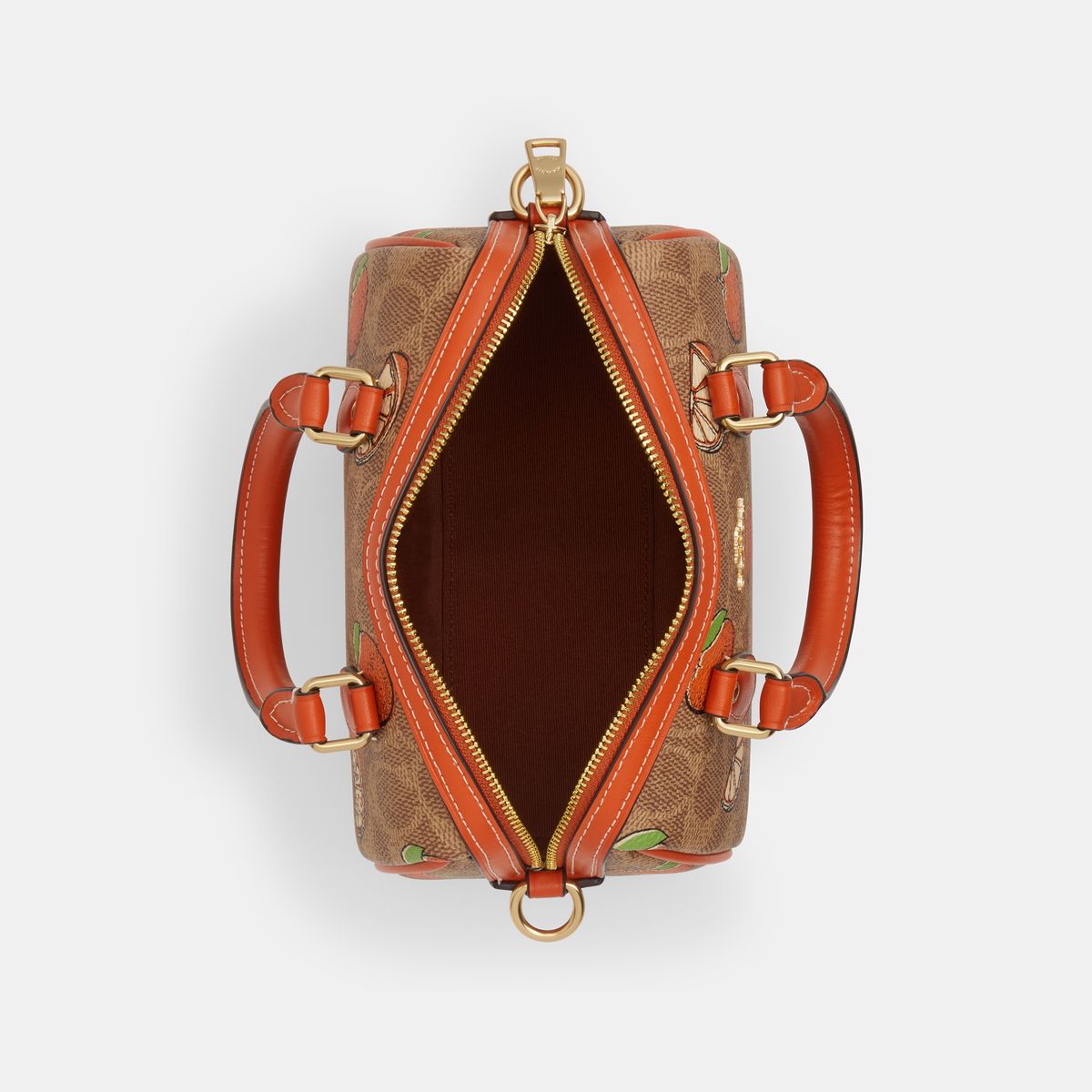 CAL18-Mini Rowan Crossbody Bag In Signature Canvas With Orange Print-Im/Tan Multi